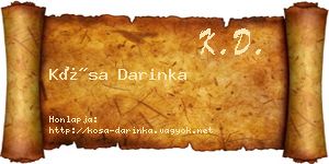 Kósa Darinka névjegykártya